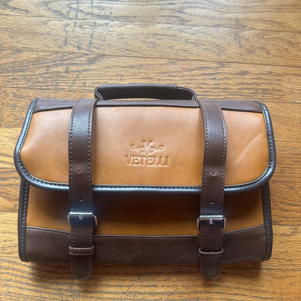Vetelli Brown Leather Toiletry Men's Bag